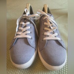 LOFT Blue Poplin deck shoes with white souls. Ladies size 10 medium EUC.